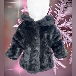 Faux fur dress coat w/pocket bows, girls’ sz 1 yr